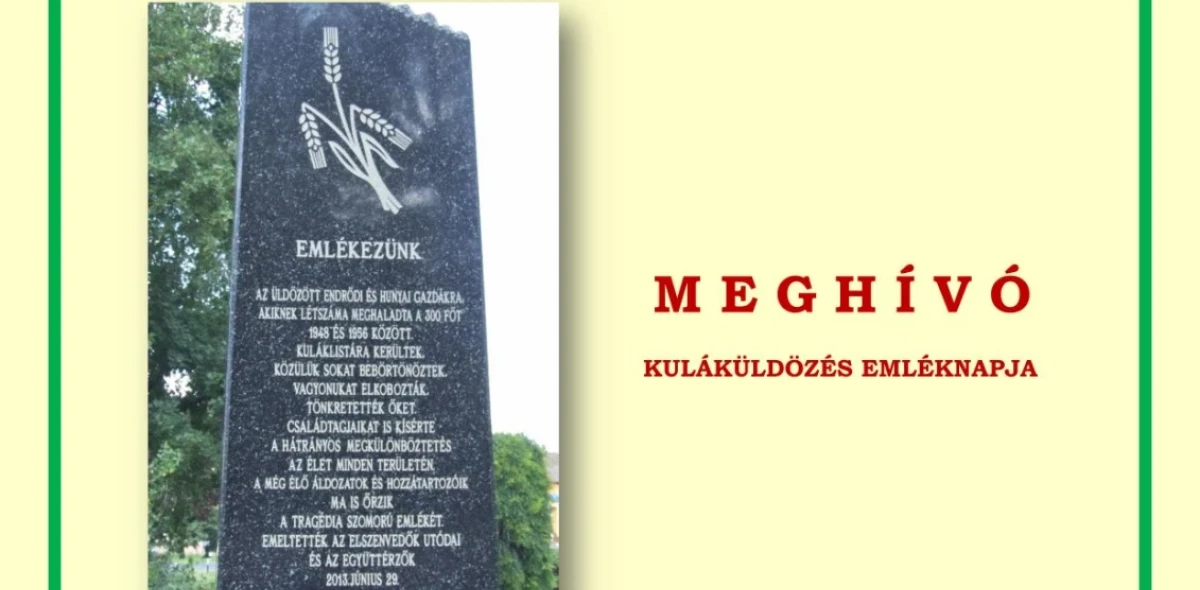 MEGHÍVÓ - Kuláküldözés emléknapja
